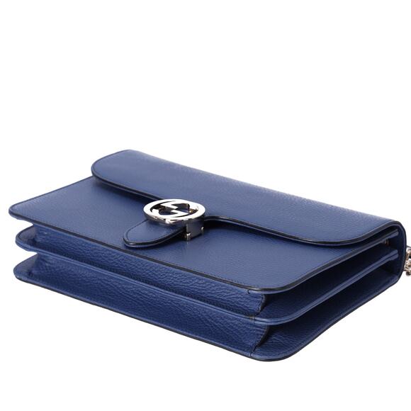 GUCCI Interlocking G Shoulder Bag 510303 Blue Leather - Picture 7 of 8